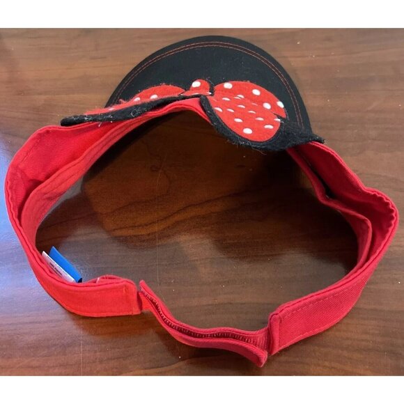 Walt Disney World Parks Disneyland Minnie Mouse Ears Polka Dot Red Visor Hat Cap - Picture 5 of 6